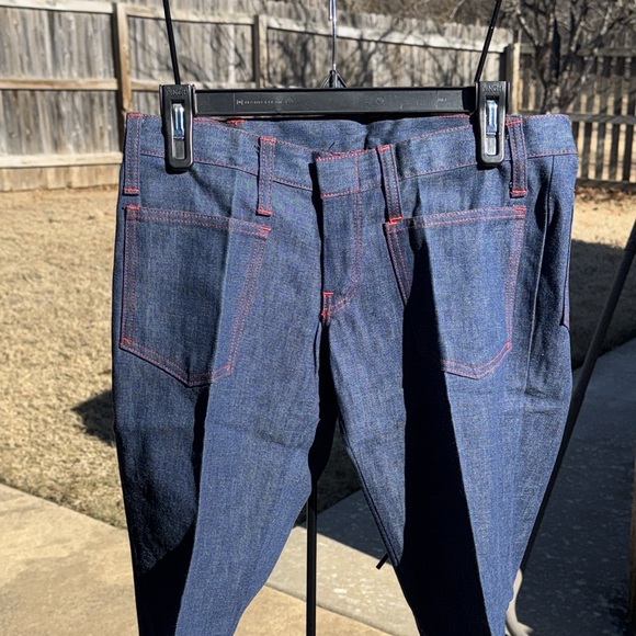 NOS Deadstock 1960s Unisex Flare Jeans Capers Low Rise Blue Denim Talon Zipper - Picture 6 of 9